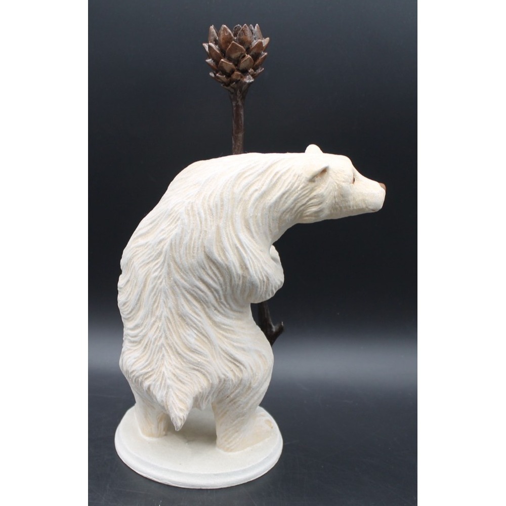Department 56 Polar Bear Pinecone Candle Holder Figurine Winter Lodge Decor 12" - Picture 2 of 13